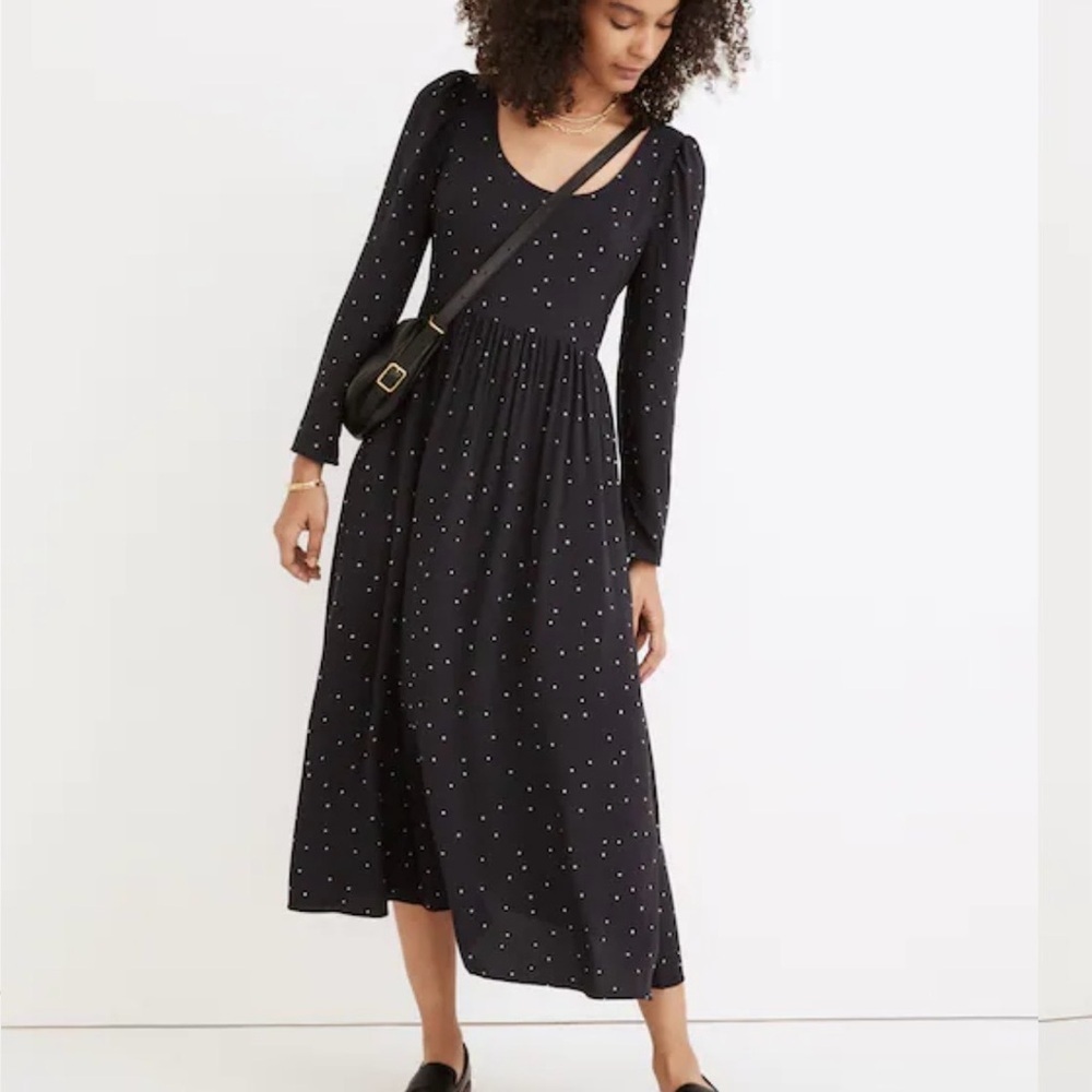 Madewell Womens Alicia Midi Dress Sz 0 Blue White Night Stars Lightweight Pocket